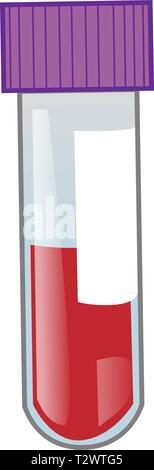 Cartoon colorful blood test tube isolated on white background. vetcor illustration Stock Vector
