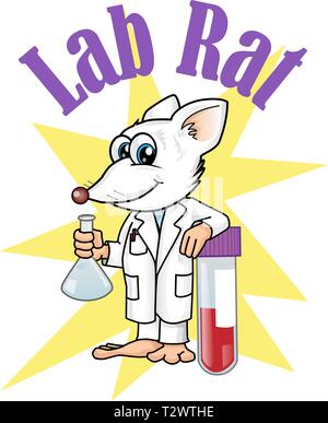 rat lab character cartoon. vetcor illustration Stock Vector