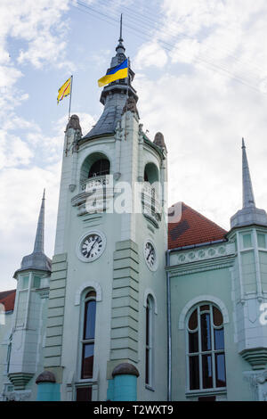 Mukacheve - Ukraine, JULY 26, 2009: City hall of Mukacheve. Center of the city Stock Photo