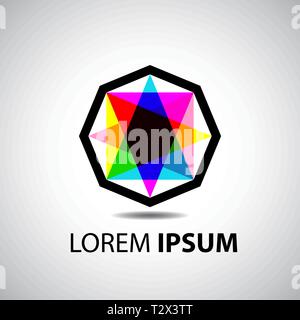 Company vector logo design element. Abstract hexagon shaped vector symbols Stock Vector