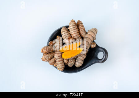 Turmeric on white background. Stock Photo