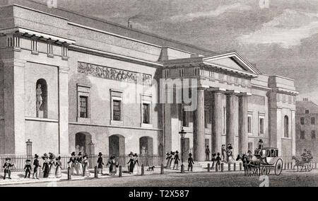 The Royal Opera House, Covent Garden, London, UK, illustration by Th. H. Shepherd, 1826 Stock Photo