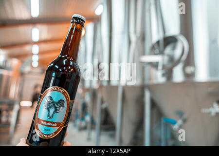 Lager beer-Qajag beer, Qajag Brewery, Narsaq, Greenland Stock Photo