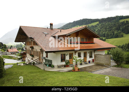 Erlenbach im Simmental village. Canton of Bern. Switzerland Stock Photo