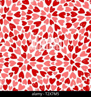 Heart, seamless background. Love, romance concept. Hand drawn decorative pattern vector Stock Vector