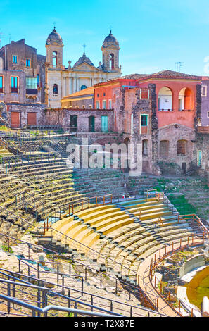Ancient Roman theater in Catania, Sicily, Italy Stock Photo