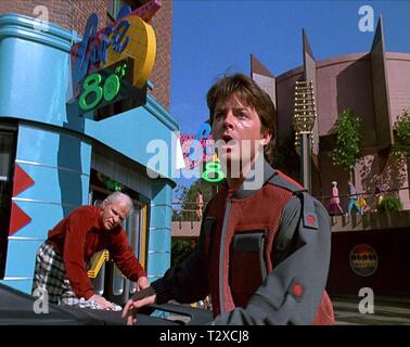 THOMAS F. WILSON, MICHAEL J. FOX, BACK TO THE FUTURE PART II, 1989 Stock Photo