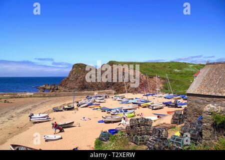 Hope Cove Harbour on a Sunny Summers Day, South Hams, South Devon, UK. Stock Photo