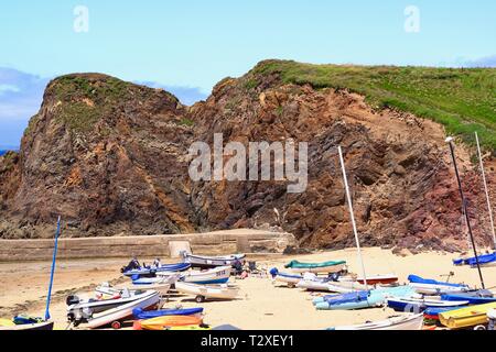 Hope Cove Harbour on a Sunny Summers Day, South Hams, South Devon, UK. Stock Photo