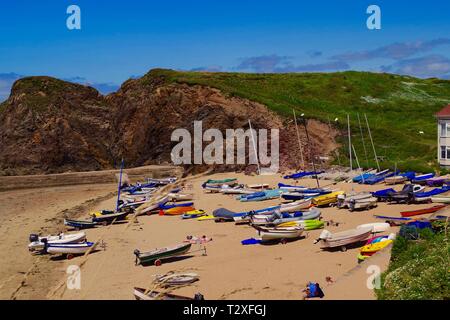 Hope Cove Harbour on a Sunny Summers Day, South Hams, South Devon, UK. Stock Photo