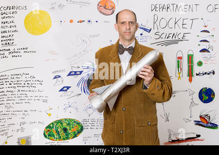 Middle aged caucasian rocket scientist Stock Photo