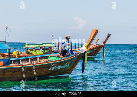 February 2019. Ko Lipe Thailand. A view of long tail boats on Ko Lipe in Tarutao national marine park in Thailand Stock Photo