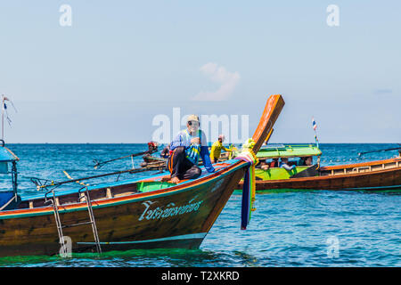 February 2019. Ko Lipe Thailand. A view of long tail boats on Ko Lipe in Tarutao national marine park in Thailand Stock Photo