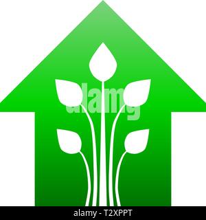 Eco house - green home icon - green gradient, isolated - vector illustration Stock Vector