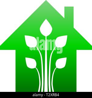 Eco house - green home icon - green gradient, isolated - vector illustration Stock Vector