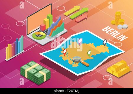 berlin german city isometric financial economy condition concept for describe cities growth expand - vector illustration Stock Vector