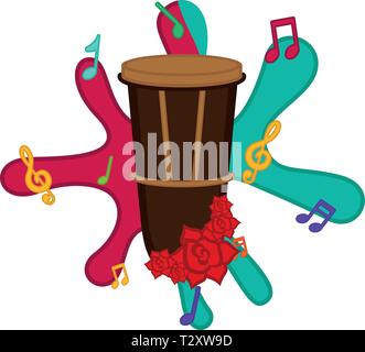 Isolated conga drum on a colored splash. Vector illustration design Stock Vector