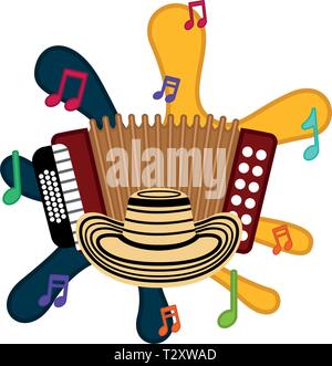 Isolated accordion on a colored splash. Vector illustration design Stock Vector