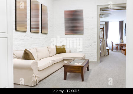 Hotel room - vacation concept background - Luxurious modern hotel room apartment interior Stock Photo