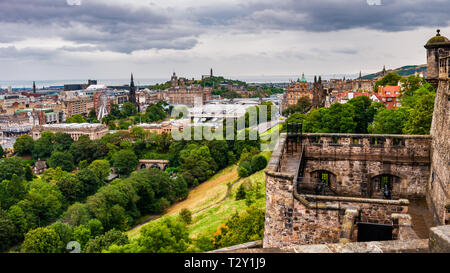 A view of Edinburgh Scotland from Edinburgh Castle. Stock Photo