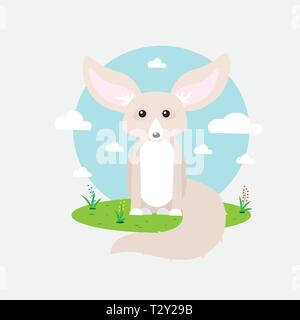 Small cute fennec with big ears vector illustration 10 eps Stock Vector