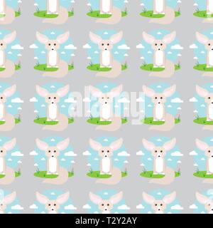 Small cute fennec with big ears vector seamless pattern 10 eps Stock Vector