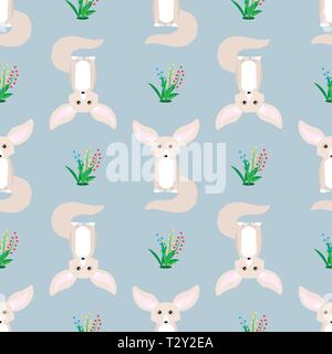 Small cute fennec with big ears. Animal seamless pattern 10 eps Stock Vector