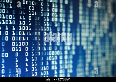 data science binary code. big data analysis. information flowing in matrix columns. one and zero code made of one and zero number text trailing with b Stock Photo