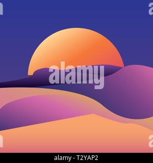 sunset deset landscape gradient background vector illustration Stock Vector