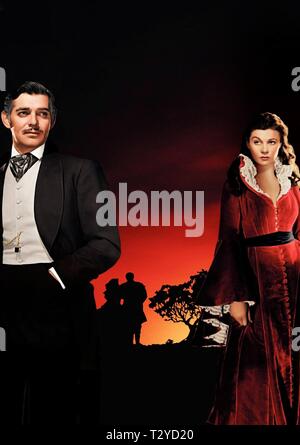 CLARK GABLE, VIVIEN LEIGH POSTER, GONE WITH THE WIND, 1939 Stock Photo