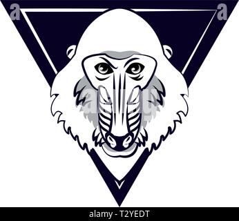 Mandrill face cool sketch Stock Vector