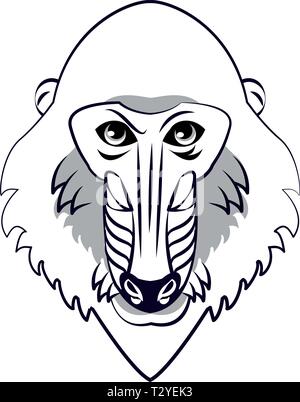 Mandrill face cool sketch Stock Vector