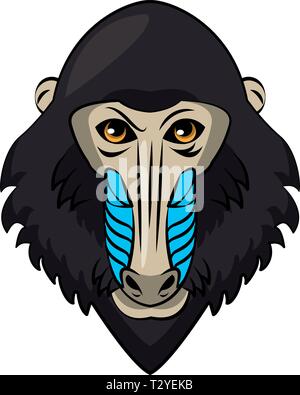 Mandrill face cool sketch Stock Vector