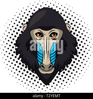 Mandrill face cool sketch Stock Vector