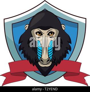 Mandrill face cool sketch Stock Vector