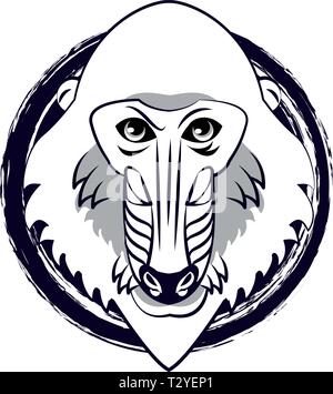 Mandrill face cool sketch Stock Vector