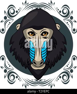 Mandrill face cool sketch Stock Vector