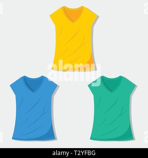 tee ladies short sleeve vector illustration set Stock Vector