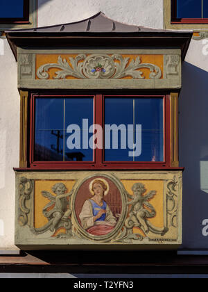Bemaltes Haus, Nassereith. Gurgltal in Tirol, Österreich, Europa House with murals, Nassereith, , district Imst, Tyrol, Austria, Europe Stock Photo