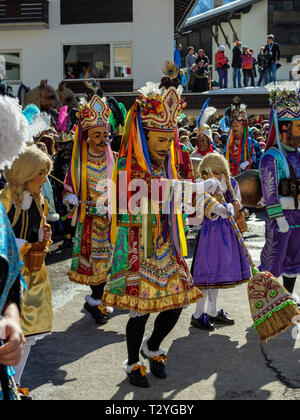 parade of  Nassereither Schellerlauf-Fasnacht, Nassereith, Tyrol, Austria Europe, Intangible World Heritage Stock Photo