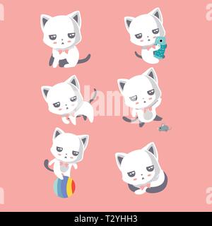Set of different cartoon cats. Stock Vector
