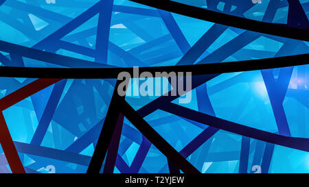 Blue glowing stained glass fractal, computer generated abstract background, 3D rendering Stock Photo