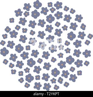Blue floral garland circle wreath made of forget me not. Round frame for your design, greeting cards, announcements, posters Stock Vector