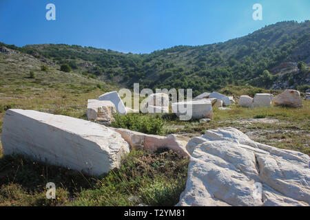 Blocks of marble in the old quarry in Macedonia near village Pletvar Stock Photo