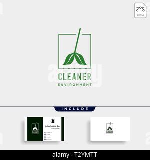 cleaner green environment simple logo template vector illustration - vector Stock Vector