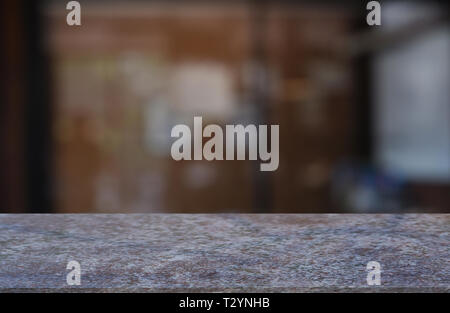 Empty marblestone table in front of abstract blurred indoor house room interior background. For montage product display or design key visual layout -  Stock Photo