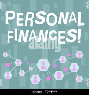 Handwriting text Personal Finances. Conceptual photo analysisagement of money and financial decisions for demonstrating Online Chat Head Icons with Av Stock Photo