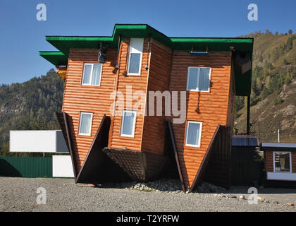 Inverted house in Manzherok village. Altai Republic. Russia Stock Photo