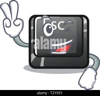 Two finger button esc in the shape mascot vector, illustration Stock Vector