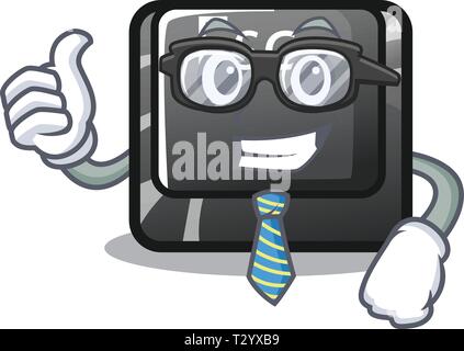 Businessman button esc in the shape mascot vector, illustration Stock Vector